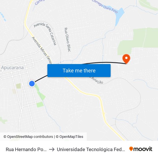 Rua Hernando Pombo Ricardo, 83-199 to Universidade Tecnológica Federal Do Paraná - Campus Apucarana map