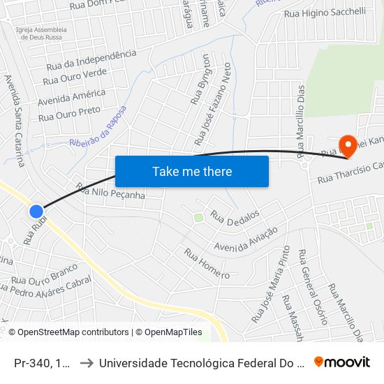 Pr-340, 1698-1836 to Universidade Tecnológica Federal Do Paraná - Campus Apucarana map