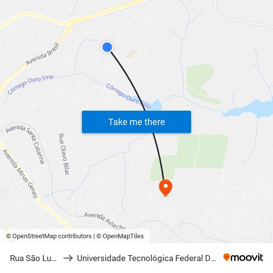 Rua São Lucas, 75-105 to Universidade Tecnológica Federal Do Paraná - Campus Apucarana map