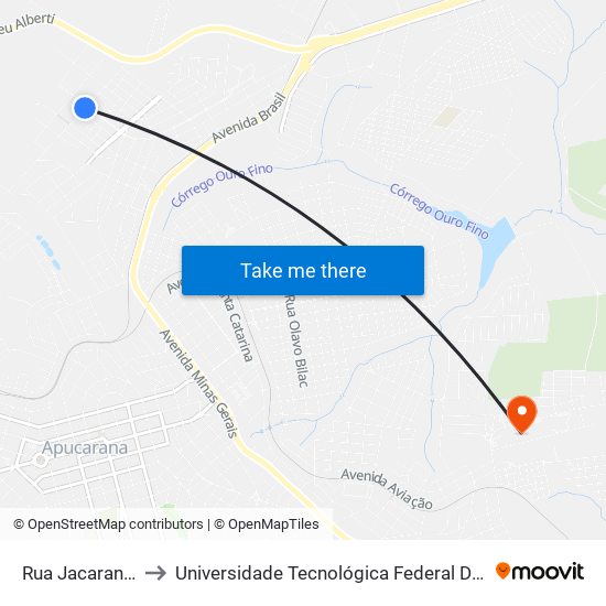 Rua Jacarandá, 841-903 to Universidade Tecnológica Federal Do Paraná - Campus Apucarana map