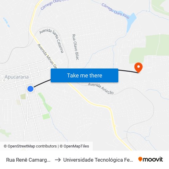 Rua Renê Camargo De Azambuja, 746-868 to Universidade Tecnológica Federal Do Paraná - Campus Apucarana map