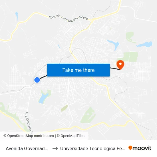 Avenida Governador Roberto Da Silveira, 293 to Universidade Tecnológica Federal Do Paraná - Campus Apucarana map