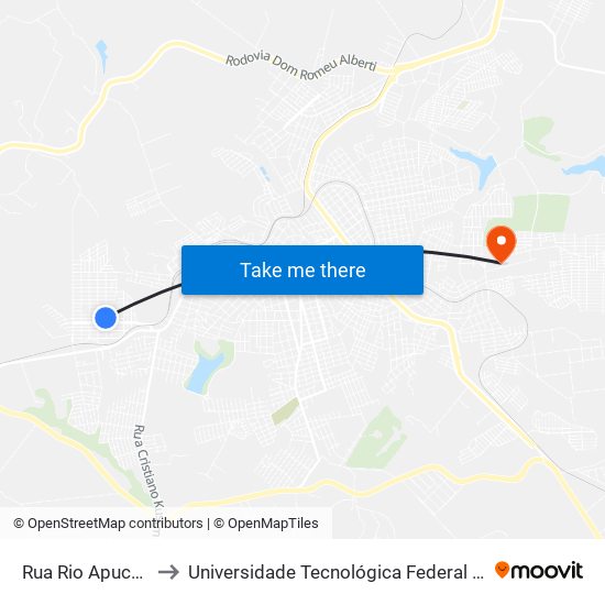 Rua Rio Apucarana, 669-727 to Universidade Tecnológica Federal Do Paraná - Campus Apucarana map