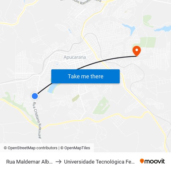 Rua Maldemar Albert Scnamaiske, 64-124 to Universidade Tecnológica Federal Do Paraná - Campus Apucarana map