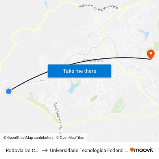 Rodovia Do Café, 2789-2817 to Universidade Tecnológica Federal Do Paraná - Campus Apucarana map