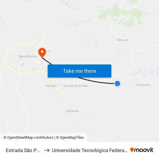 Estrada São Pedro Da Traquara to Universidade Tecnológica Federal Do Paraná - Campus Apucarana map