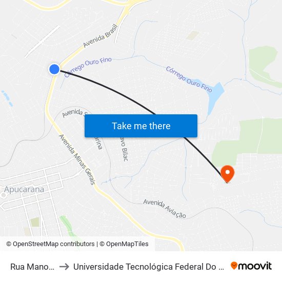 Rua Manoel Pereira to Universidade Tecnológica Federal Do Paraná - Campus Apucarana map