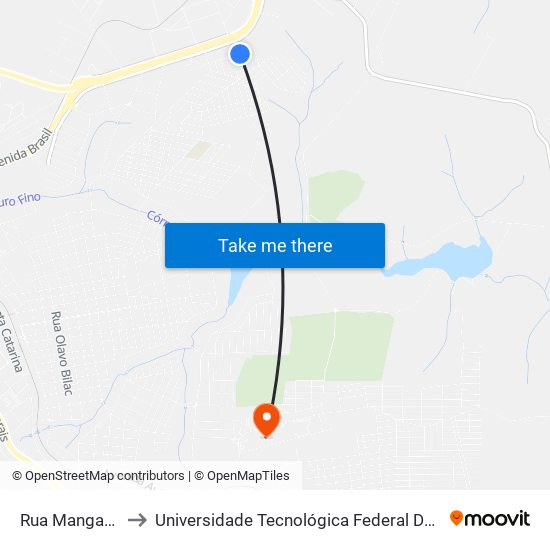 Rua Manganês, 98-130 to Universidade Tecnológica Federal Do Paraná - Campus Apucarana map