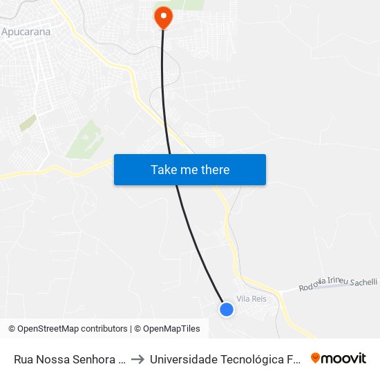 Rua Nossa Senhora Do Bom Conselho, 635-783 to Universidade Tecnológica Federal Do Paraná - Campus Apucarana map