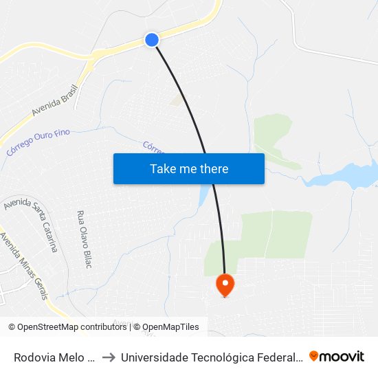 Rodovia Melo Peixoto, 23-111 to Universidade Tecnológica Federal Do Paraná - Campus Apucarana map