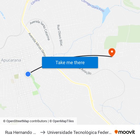 Rua Hernando Pombo Ricardo, 26 to Universidade Tecnológica Federal Do Paraná - Campus Apucarana map