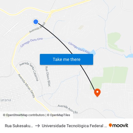 Rua Sukesaku Yamamura, 84 to Universidade Tecnológica Federal Do Paraná - Campus Apucarana map