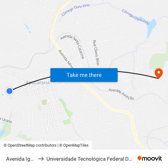 Avenida Iguaçu, 2-120 to Universidade Tecnológica Federal Do Paraná - Campus Apucarana map