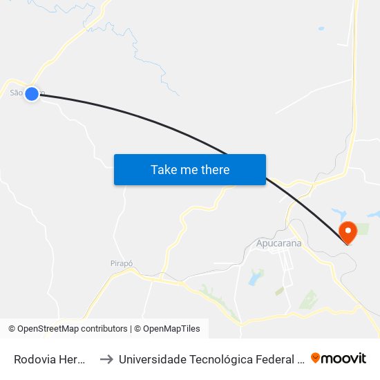 Rodovia Hermínio Pennacchi to Universidade Tecnológica Federal Do Paraná - Campus Apucarana map