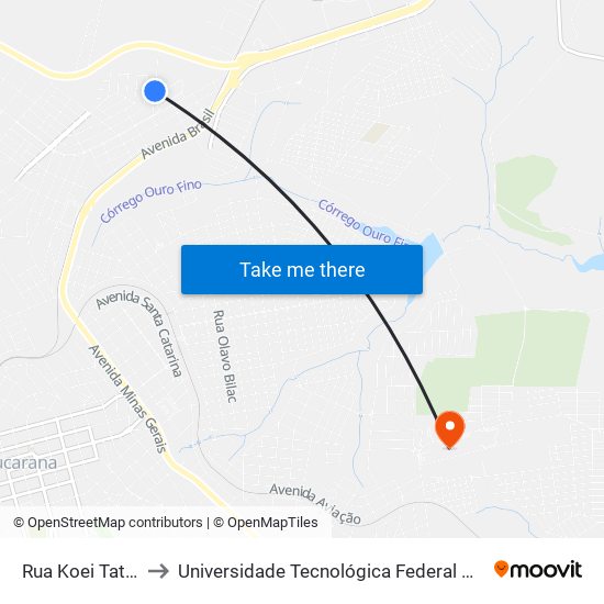 Rua Koei Tatesuji, 18-204 to Universidade Tecnológica Federal Do Paraná - Campus Apucarana map