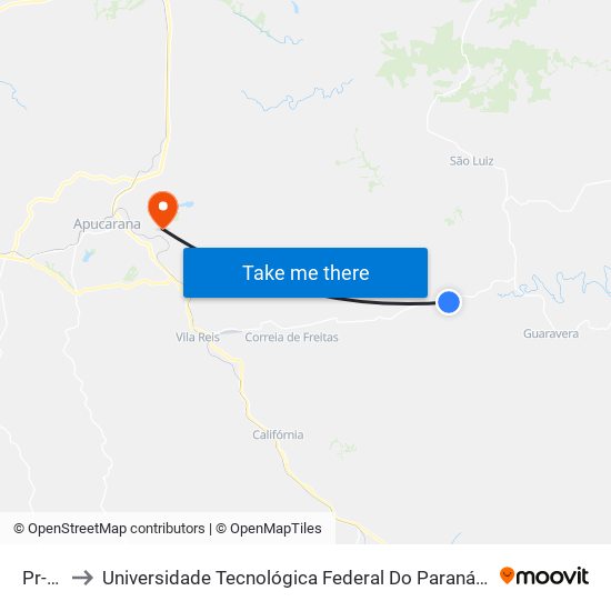 Pr-532 to Universidade Tecnológica Federal Do Paraná - Campus Apucarana map