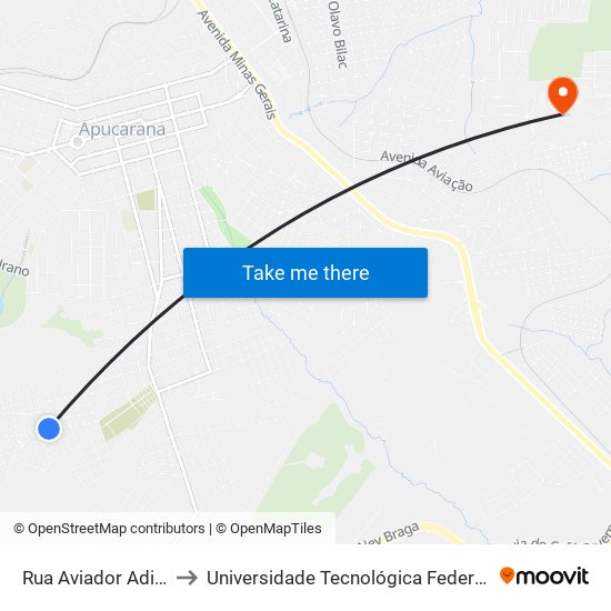 Rua Aviador Adilson S Prijma, 230 to Universidade Tecnológica Federal Do Paraná - Campus Apucarana map