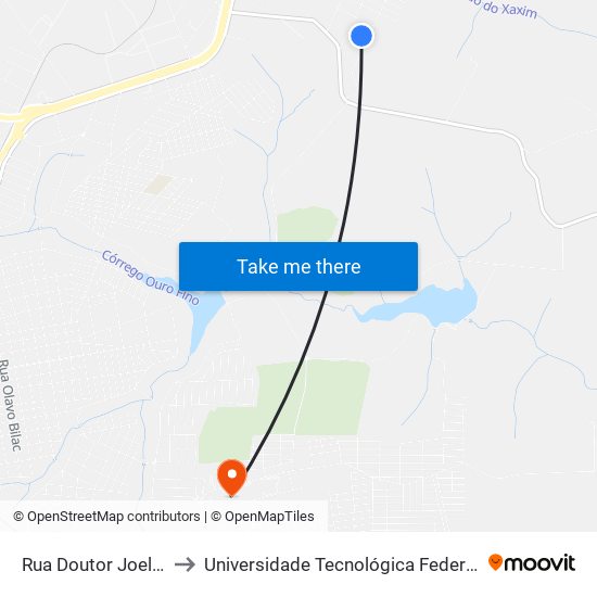 Rua Doutor Joel Mira Sabóia, 1275 to Universidade Tecnológica Federal Do Paraná - Campus Apucarana map