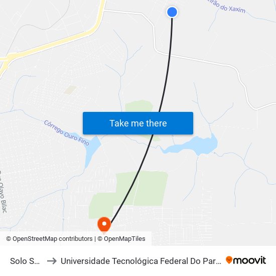 Solo Sagrado to Universidade Tecnológica Federal Do Paraná - Campus Apucarana map