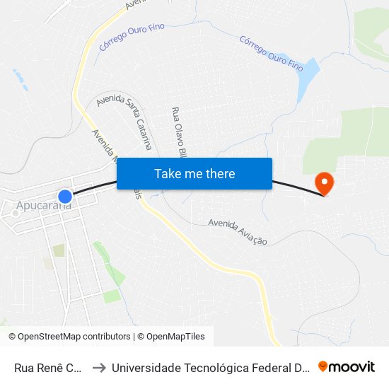 Rua Renê Camargo, 246 to Universidade Tecnológica Federal Do Paraná - Campus Apucarana map