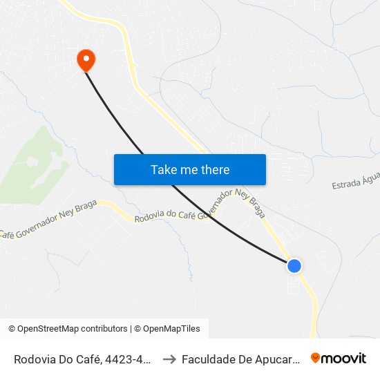 Rodovia Do Café, 4423-4511 to Faculdade De Apucarana map