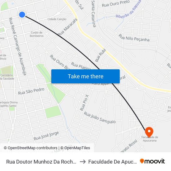 Rua Doutor Munhoz Da Rocha, 1645 to Faculdade De Apucarana map