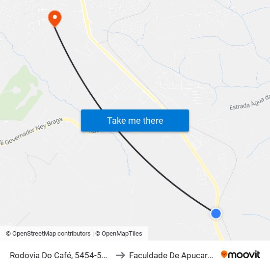 Rodovia Do Café, 5454-5484 to Faculdade De Apucarana map