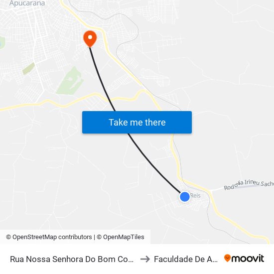 Rua Nossa Senhora Do Bom Conselho, 164-232 to Faculdade De Apucarana map