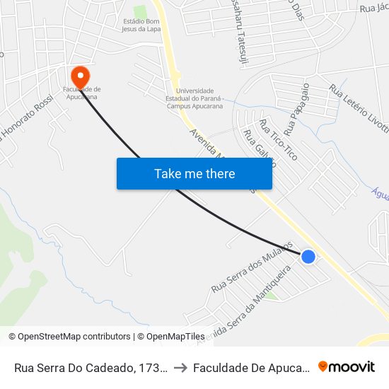 Rua Serra Do Cadeado, 173-229 to Faculdade De Apucarana map