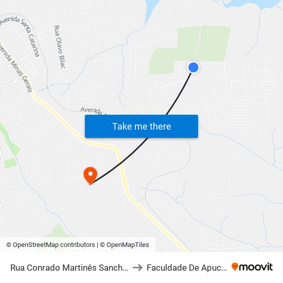 Rua Conrado Martinês Sanches, 291 to Faculdade De Apucarana map