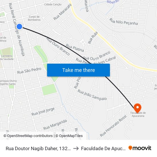 Rua Doutor Nagib Daher, 1326-1442 to Faculdade De Apucarana map