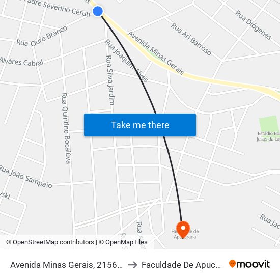 Avenida Minas Gerais, 2156-2232 to Faculdade De Apucarana map