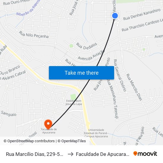 Rua Marcílio Dias, 229-513 to Faculdade De Apucarana map