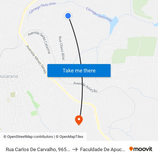 Rua Carlos De Carvalho, 965-1077 to Faculdade De Apucarana map