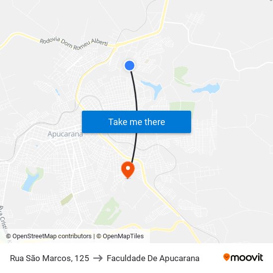 Rua São Marcos, 125 to Faculdade De Apucarana map