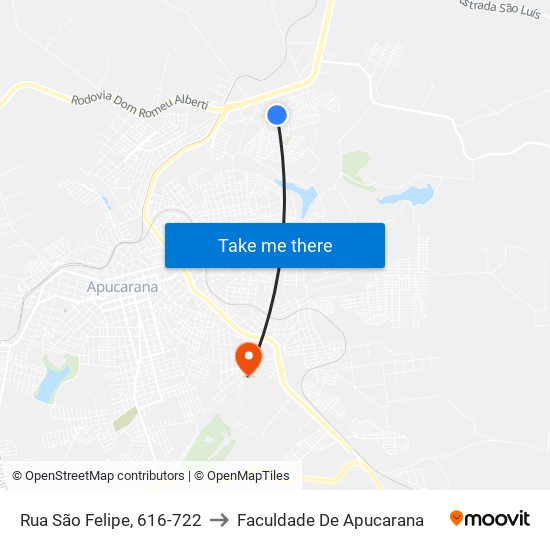 Rua São Felipe, 616-722 to Faculdade De Apucarana map