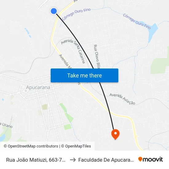 Rua João Matiuzi, 663-739 to Faculdade De Apucarana map