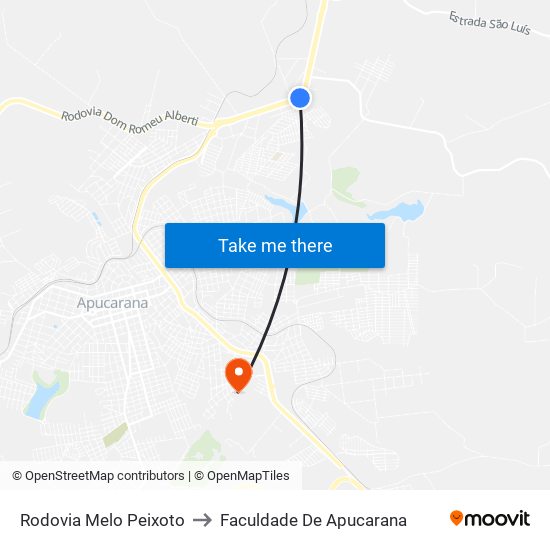 Rodovia Melo Peixoto to Faculdade De Apucarana map