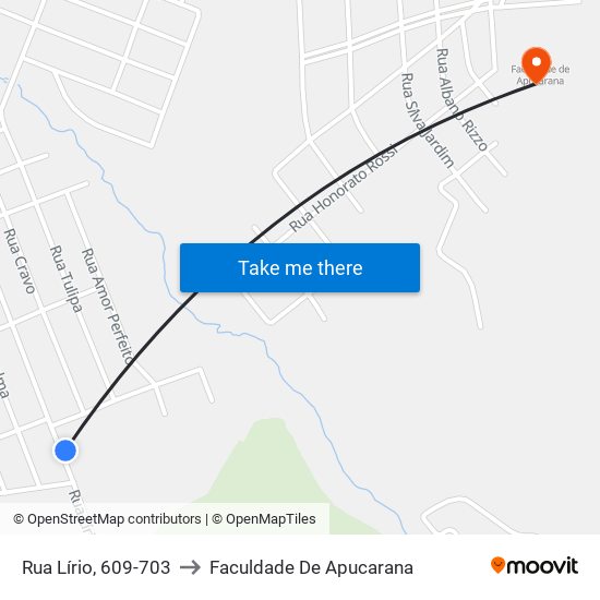 Rua Lírio, 609-703 to Faculdade De Apucarana map