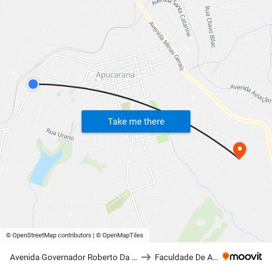 Avenida Governador Roberto Da Silveira, 651-749 to Faculdade De Apucarana map
