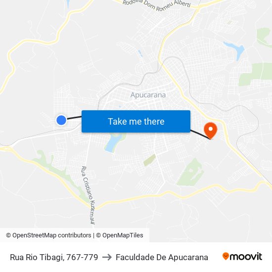Rua Rio Tibagi, 767-779 to Faculdade De Apucarana map