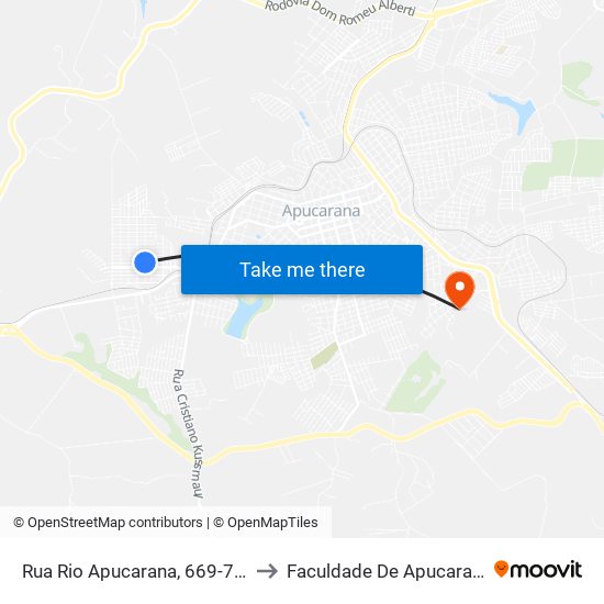 Rua Rio Apucarana, 669-727 to Faculdade De Apucarana map