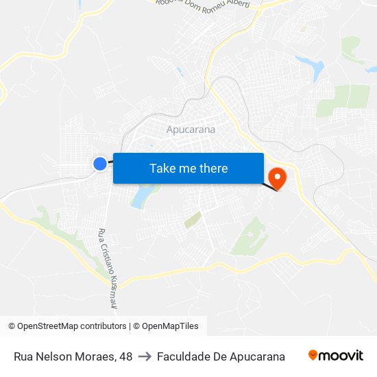 Rua Nelson Moraes, 48 to Faculdade De Apucarana map