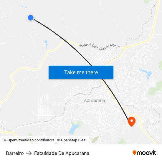 Barreiro to Faculdade De Apucarana map