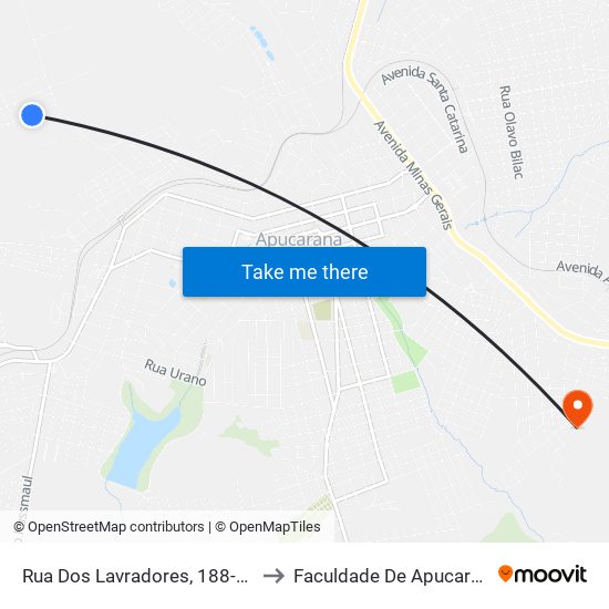 Rua Dos Lavradores, 188-430 to Faculdade De Apucarana map