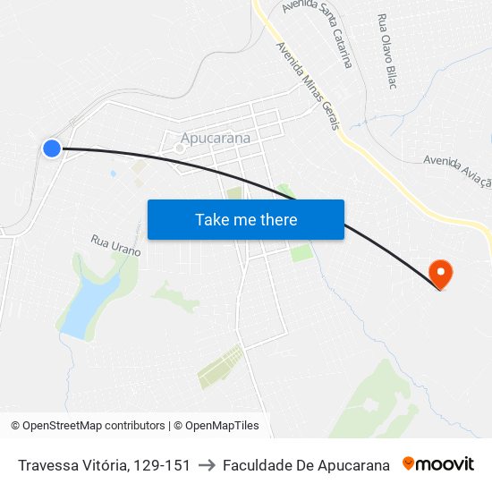 Travessa Vitória, 129-151 to Faculdade De Apucarana map