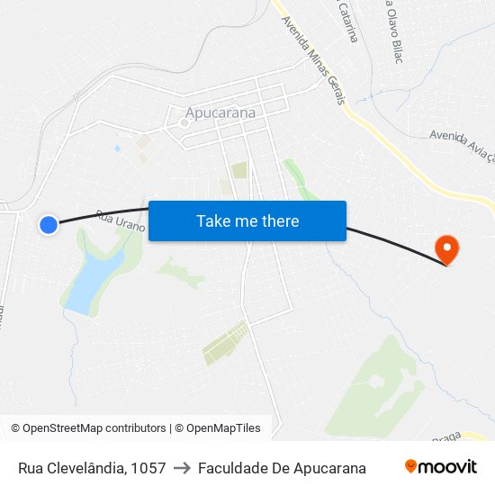 Rua Clevelândia, 1057 to Faculdade De Apucarana map
