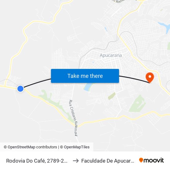 Rodovia Do Café, 2789-2817 to Faculdade De Apucarana map