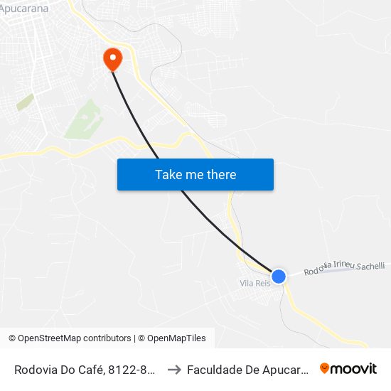 Rodovia Do Café, 8122-8138 to Faculdade De Apucarana map