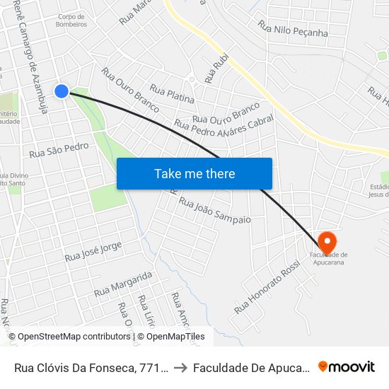 Rua Clóvis Da Fonseca, 771-843 to Faculdade De Apucarana map